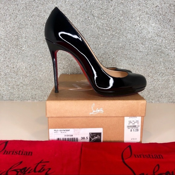 👠sold👠Louboutin black patent Filo 120 mm pumps - Picture 5 of 8